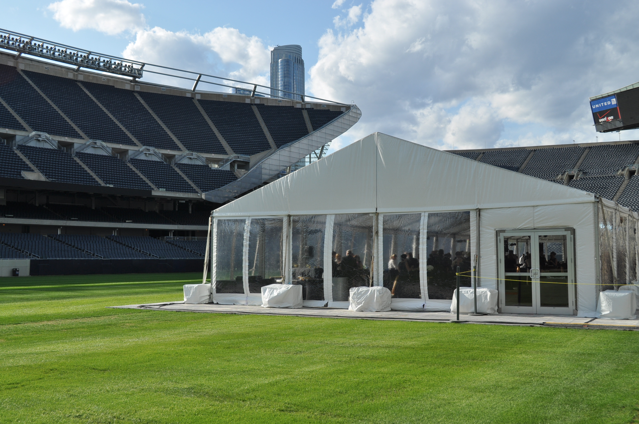 Wish Ball tent on the field at Soldier Field