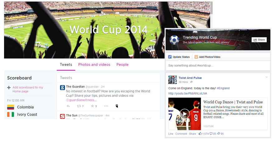 Facebook and Twitter both released pages that consolidates updates on World Cup 2014.